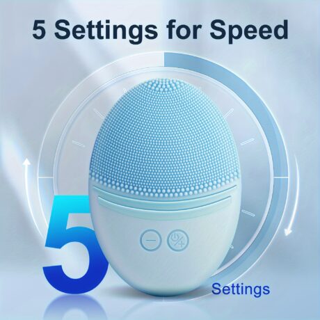 Waterproof Sonic Facial Cleansing Brush - Deep Cleansing, Gentle Exfoliating, Massaging, Inductive Charging, Blue Color, Easy to Clean and Store
