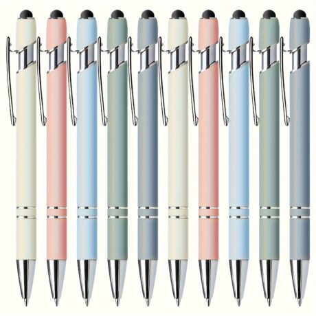 50-Pack Metal Retractable Ballpoint Pens With Touchscreen Stylus Tips - Medium Point, Smooth Writing, Anti-Slip Grip, Compatible With Various Devices - Ideal For Everyday Use, Ages 14+