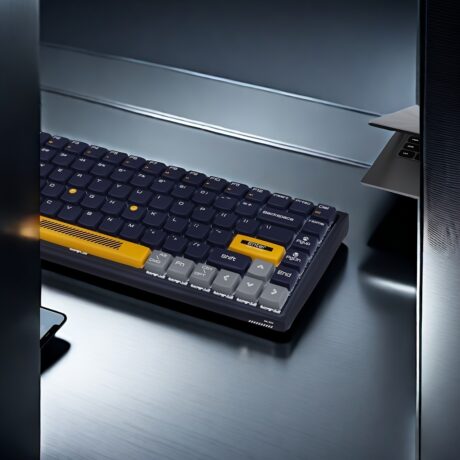 Wireless Mechanical Gaming Keyboard, 84-Key 75% Layout, Seamlessly Connects To Various Devicesu002F2.4G Wireless For Various Systems, LED Backlit & N-Key Rollover, Tactile Brown Switch, Navy Blue.