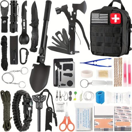 182PCS Ultimate Survival First Aid Kit Deluxe - Comprehensive Emergency Response System for Car, Camping, Outdoor Adventures, and Home - Durable MOLLE Bag, Perfect Gift for Men, Christmas, and Outdoor Enthusiasts