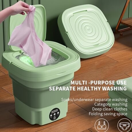 2024 Latest Small Portable Washing Machine, Mini Washing Machine High Capacity, 3-mode Deep Cleaning Underwear, Baby Clothes, Or Small Items, Foldable Washing Machine, Apartment, Camping, Travel (green) Category: Stacked Washer And Dryer