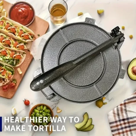 Manual Tortilla Press: Durable Metal Dough Press for Perfect Tortilla Crusts - No Electricity Required